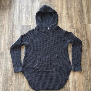 Cozy Hooded Knit Sweater - Navy Blue